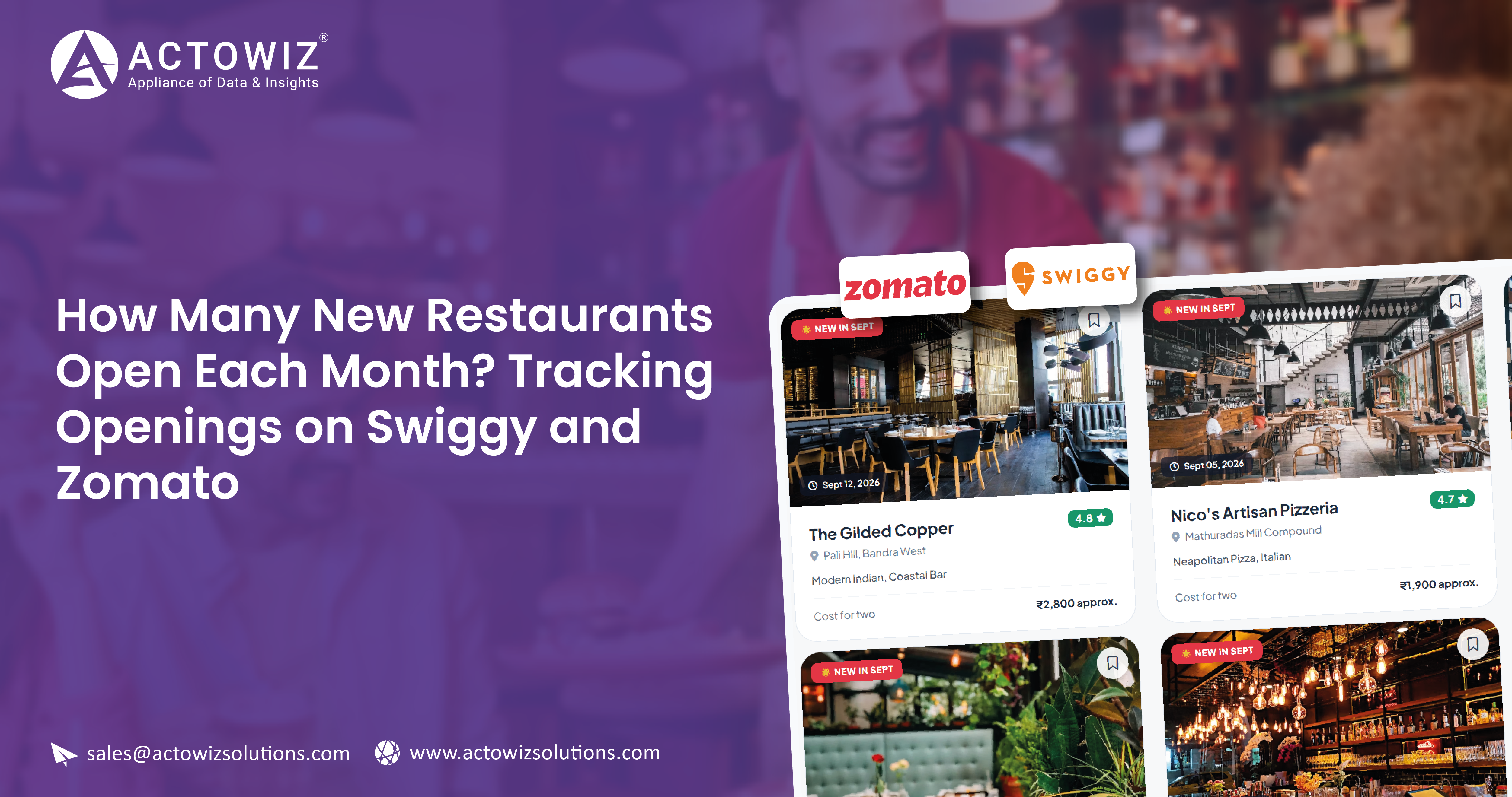 New restaurant openings data tracking on Swiggy and Zomato